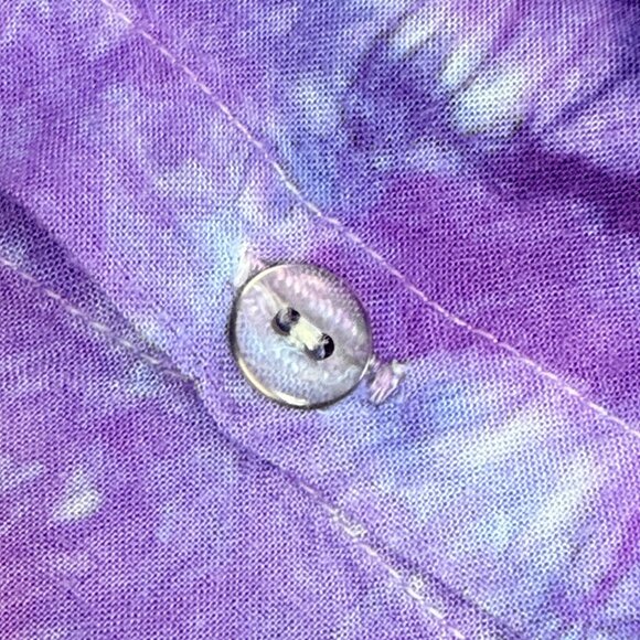 Jayli Batik Tie Dye Button Up Shirt Womens L Blue Purple Rayon Boho Hippie - Picture 5 of 7
